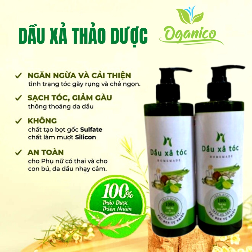 Dầu gội thảo dược thiên nhiên bồ kết bưởi cô đặc organic handmade tự nấu thủ công dưỡng ngăn ngừa rụng tóc OGANICO 3