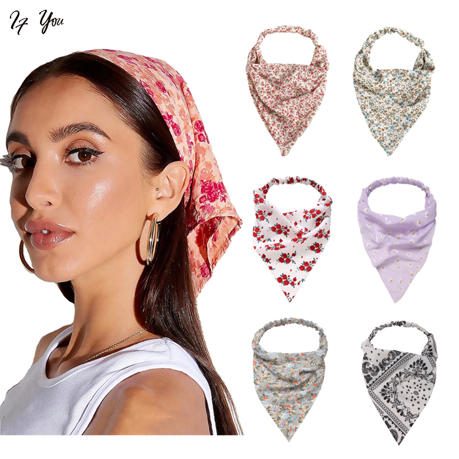 Dây buộc tóc AY đàn hồi họa tiết hoa phong cách du mục thời trang cho nữ