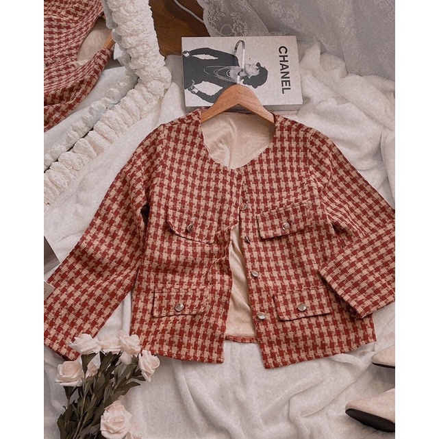 ÁO DẠ TWEED ĐỎ DIỆN TẾT HÀNG CAO CẤP + ẢNH THẬT