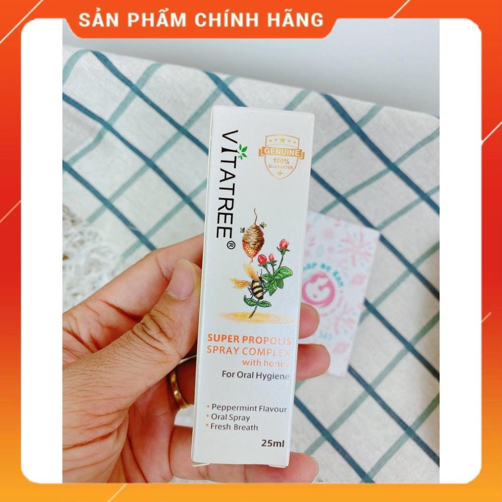 Chai Xịt Keo Ong hỗ trợ ho Vitatree 25ml mẫu mới 2021 chính hãng úc