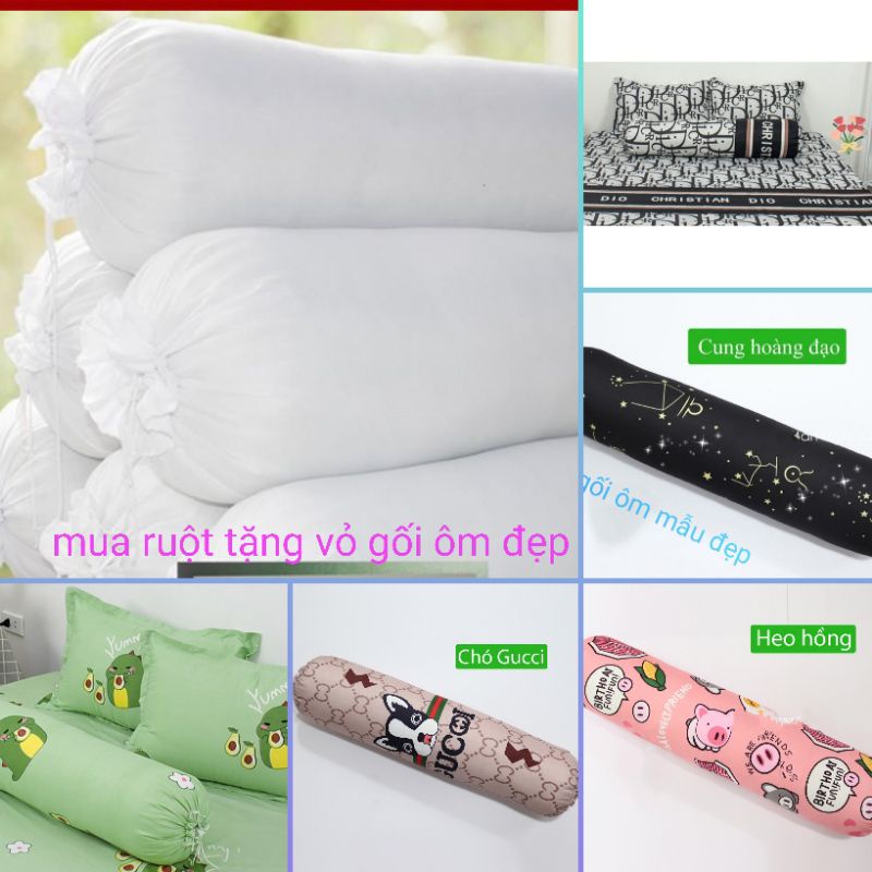 (tặng 1vỏ + 1 ruột bông trắng) Gối ôm cotton 100cm- Shop Hà Nội