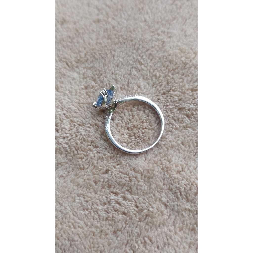 6620 - Nhẫn bạc nữ đính đá ToPaz xanh