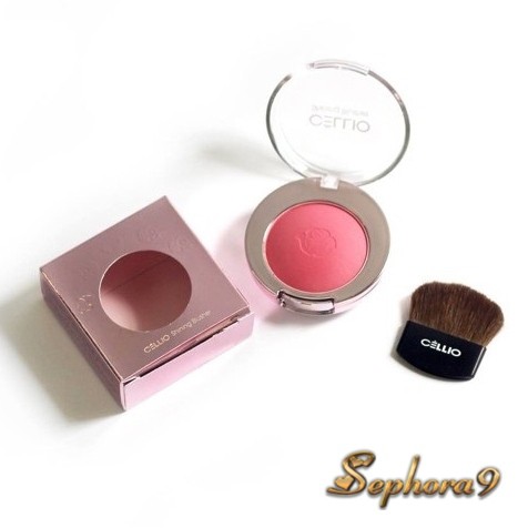 Phấn má Hàn Quốc Cellio Shining Blusher kèm chổi má siêu đẹp