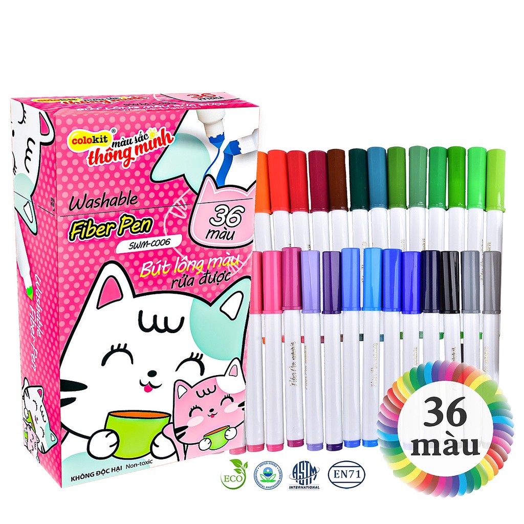 BÚT LÔNG MÀU Fiber Pen Colokit 20 Màu, 36 Màu, Bút Viết Calligraphy, Hán Tự, Thư Pháp - Hàng Chính Hãng TL