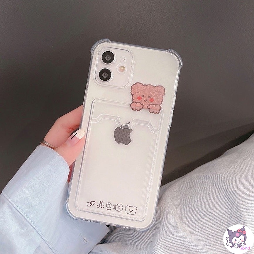 Ốp điện thoại TPU mềm họa tiết gấu/thỏ màu trong suốt chống sốc cho iPhone 13 12 11 Pro Max SE2020 X XR Xs Max 7 8 Plus | BigBuy360 - bigbuy360.vn