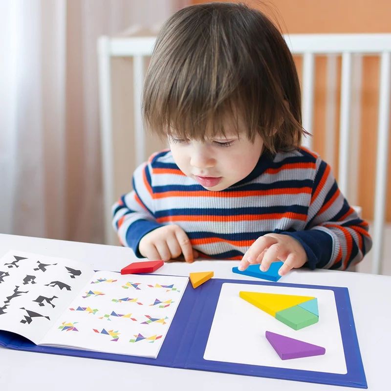 Đồ chơi xếp hình gỗ Tangram 7 mảnh nam châm cho bé phát triển tư duy