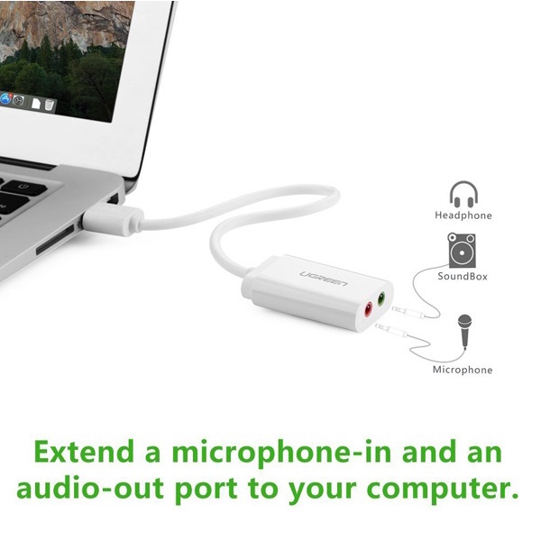 Cáp USB ra âm thanh Ugreen 30143 hỗ trợ Loa và Mic - Hàng chính hãng