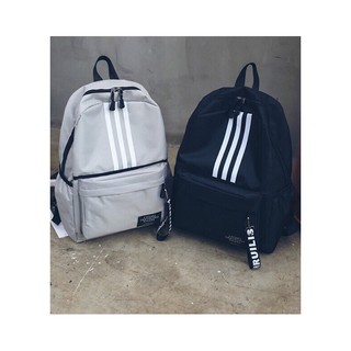 Balo Thời Trang Unisex Hàn Quốc Ba Sọc Đen Xám BL01