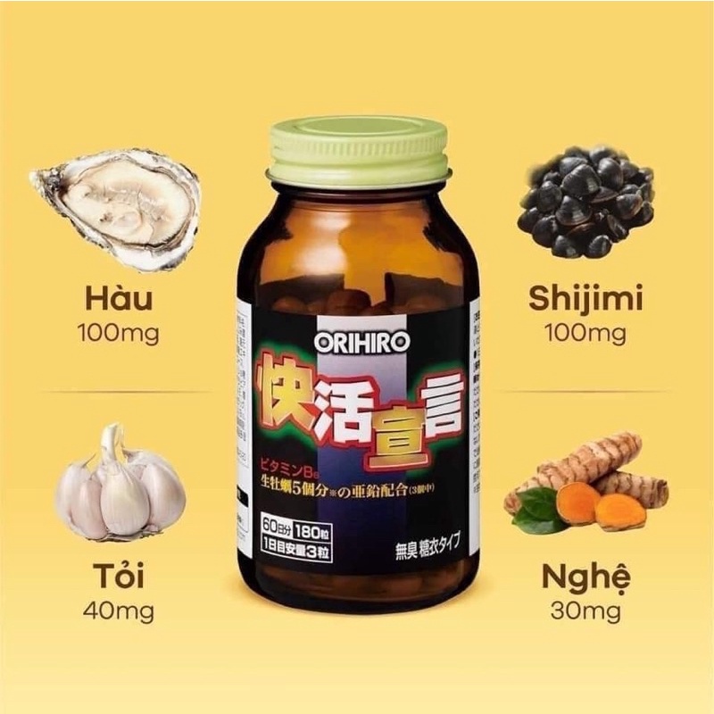 Tinh Chất Hàu Nghệ Tỏi Orihiro Nhật Bản Hỗ Trợ Tăng Cường Sinh Lý Hộp 180 Viên