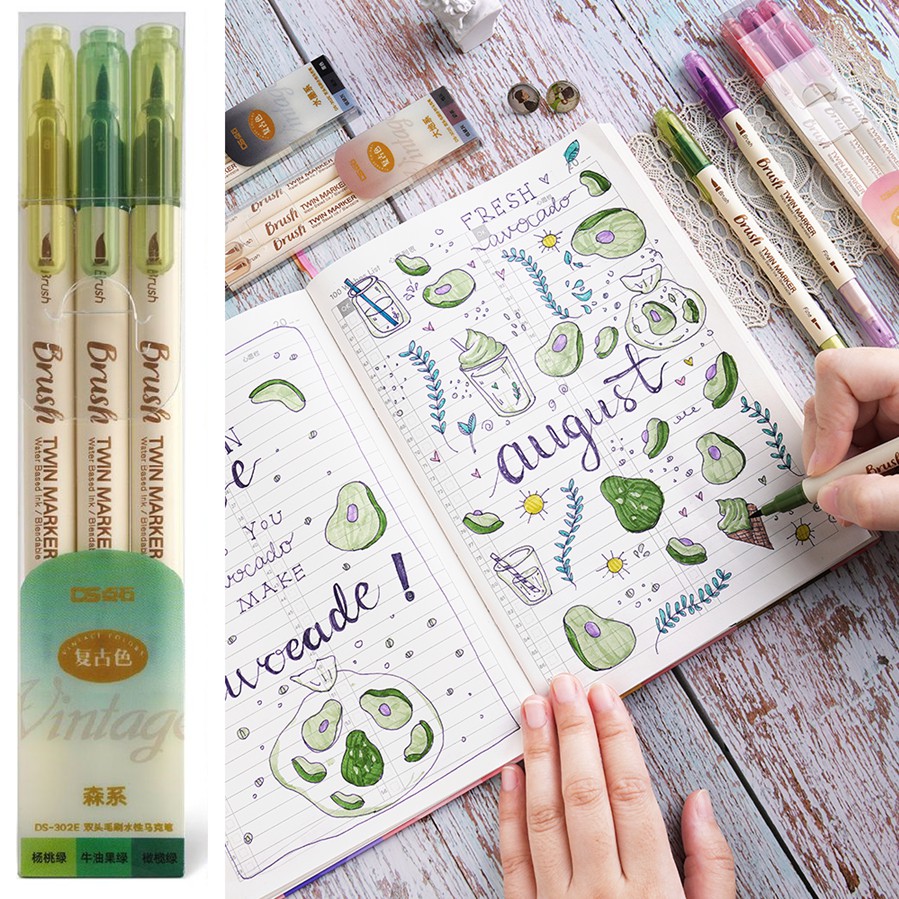 Bộ 3 Bút Lông Màu Nước Vẽ Tranh Phong Cách Retro Penlab C6133