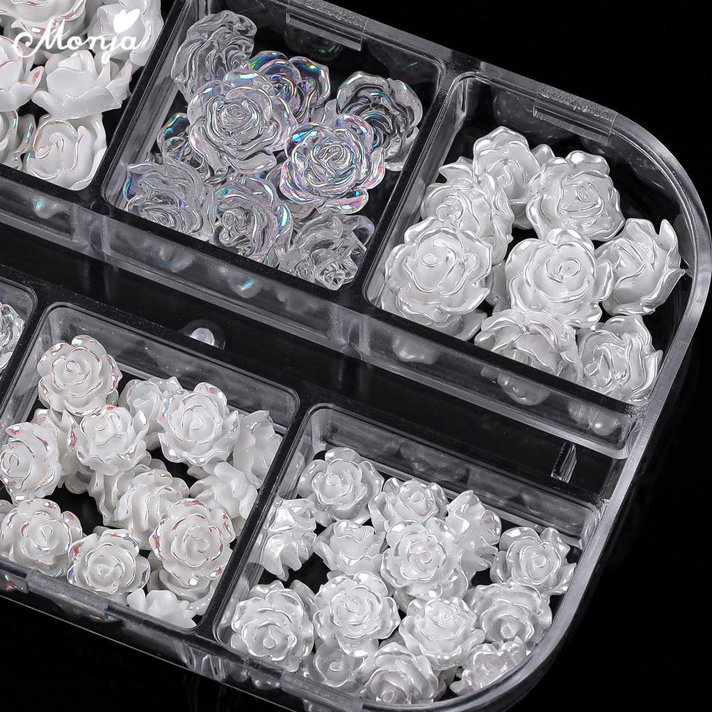 Hộp 60 bông hoa Monja dùng đính trang trí móng tay 3D lấp lánh DIY