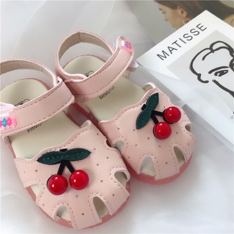 [GIÁ HỦY DIỆT] Sandal Cherry Tập Đi Đế Cao Su Mềm Cho Bé Gái