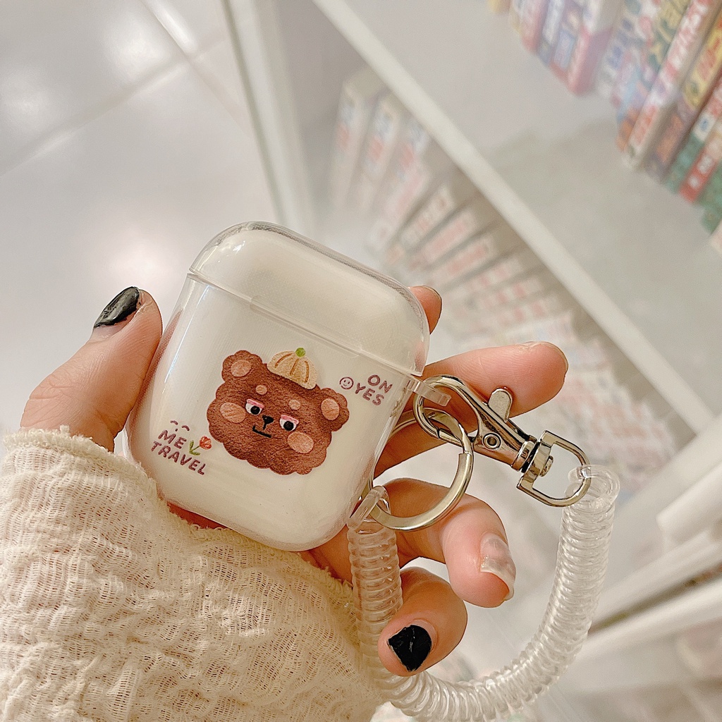 Vỏ Bảo Vệ Hộp Sạc Tai Nghe airpods 1/2/Pro 3rd Generation Pro 1/2 Trong Suốt Chống Sốc Hình Gấu Kiểu Tranh Sơn Dầu