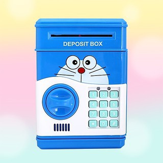 Két sắt đựng tiền mini thông minh hình doremon và hello kitty