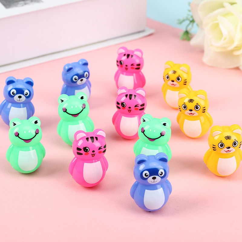 Bộ 5 đồ chơi LẬT ĐẬT mini hình thú đáng yêu cao 4 cm làm ĐỒ CHƠI giáo dục kích thích thị giác cho bé 1 tuổi - New4all