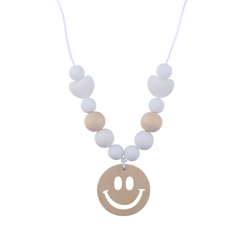 Đồ Chơi Dây Chuỗi Hạt Dài Bằng Silicon Cấp Thực Phẩm Hình Mặt Cười Dễ Thương Cho Bé Mọc Răng