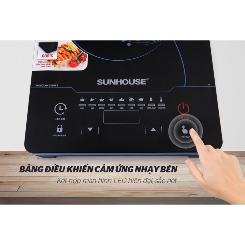 BẾP TỪ SUNHOUSE CAO CẤP SHD6863 2200w tặng kèm nồi lẩu_ hàng chính hãng (lỗi 1 đổi 1)