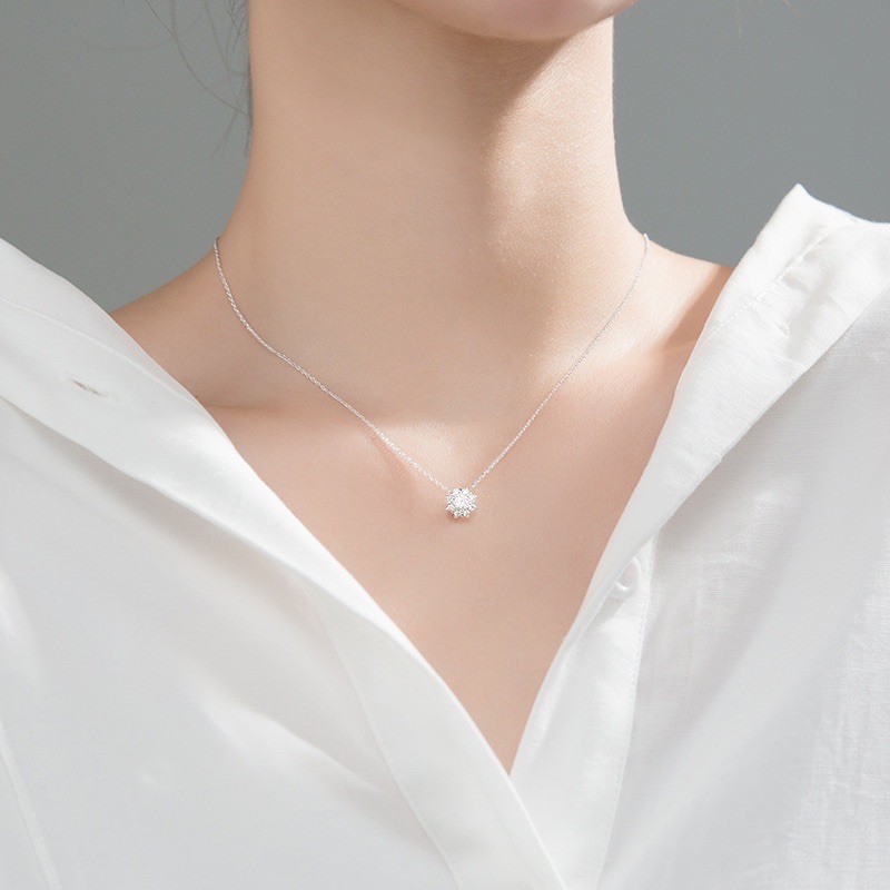 Dây cổ nữ bông tuyết bạc Ý 925 dễ thương mạ vàng cao cấp DUYSON SILVER  [DCXK44]