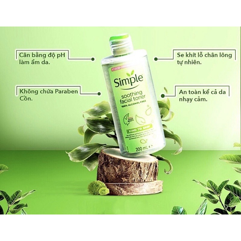 UK- Bộ sản phẩm SIMPLE Nước Tẩy Trang 200ml + Sữa Rửa Mặt 150ml + Toner 200ml + Kem dưỡng ẩm 125ml