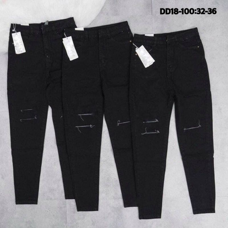 Quần dài đen rách jean mềm full size 30_42