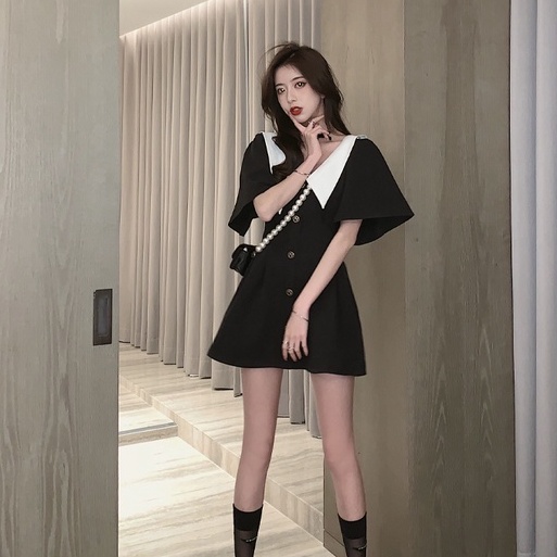 đầm đen đầm vintage váy tiểu thư sang chảnh váy cổ v váy ngắn váy sơ mi đầm bigsize nữ váy nữ xinh váy đi chơi đầm đi tiệc đầm nữ