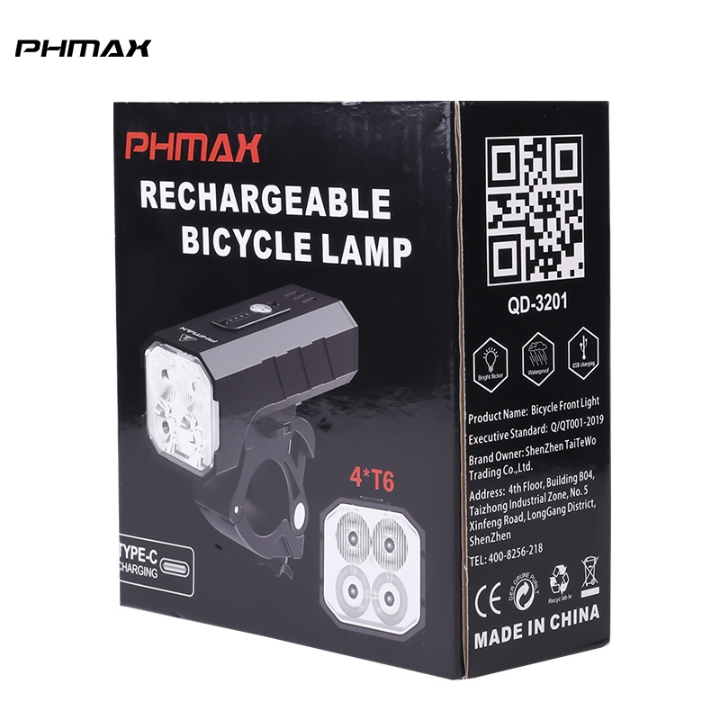 Đèn pha xe đạp PHMAX sạc USB tiện dụng cao cấp