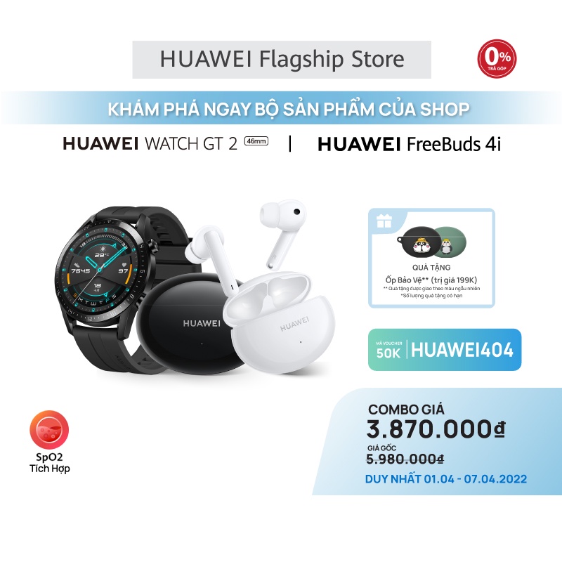 Bộ Sản Phẩm Huawei (Đồng Hồ Thông Minh Watch GT2 + Tai Nghe Không Dây Freebuds 4i)