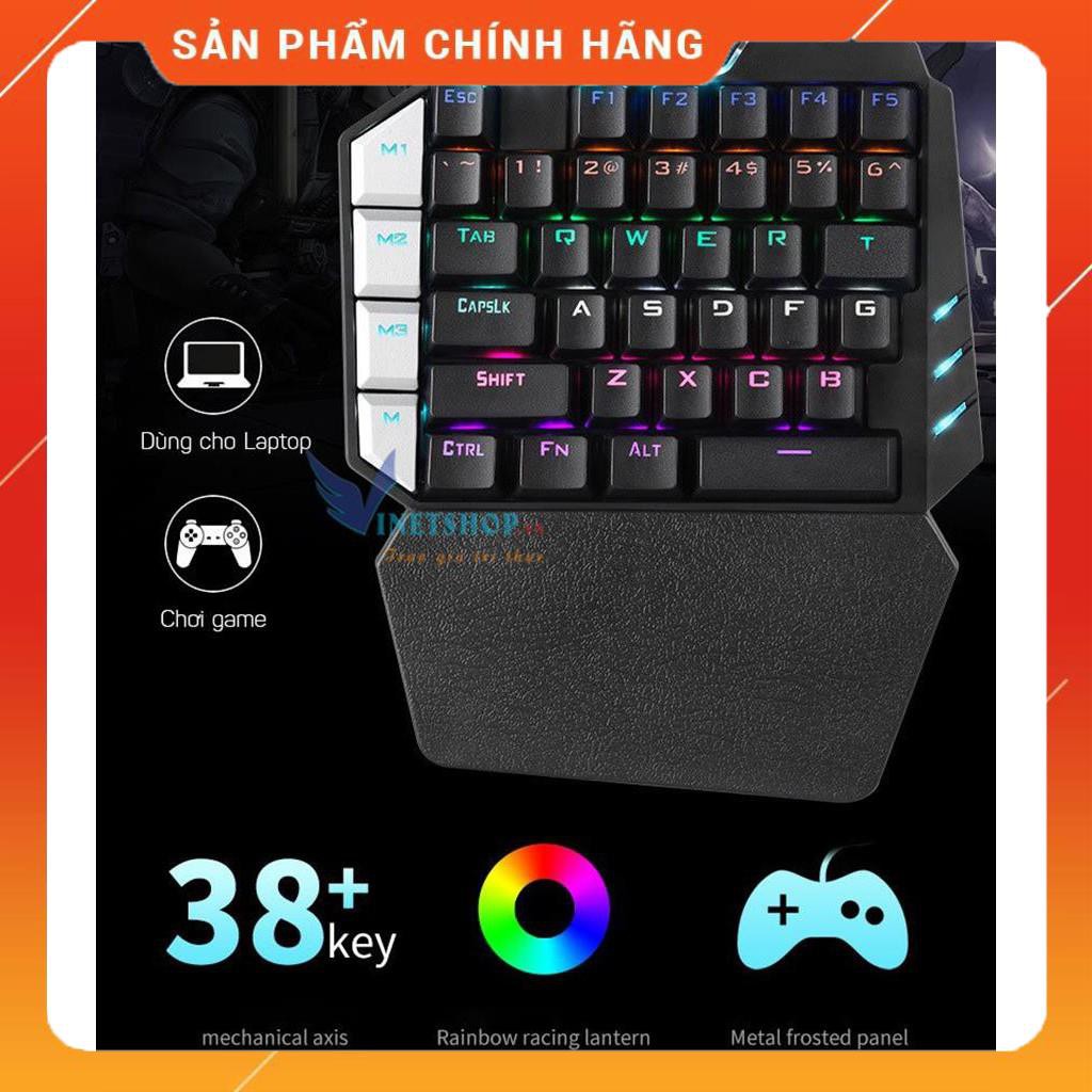 Xả Kho-  Bàn phím cơ 1 tay Technology K109 LED RGB swith blue chuyên game Pubg -DC3708