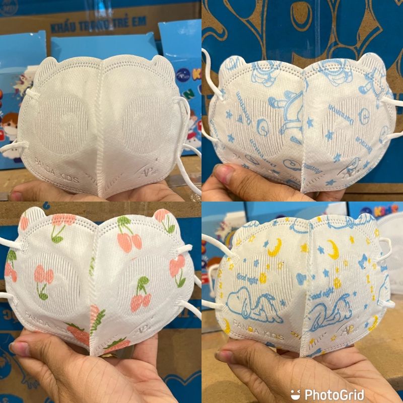 Hộp 20 cái khẩu trang gấu kisd cho bé 1-5 tuổi, hoạ tiết hoạt hình siêu dễ thương cho bé gái và bé trai
