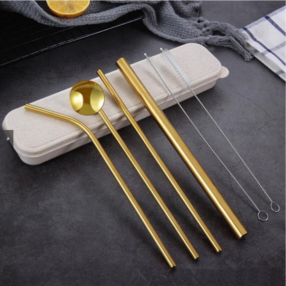 Ống Hút Inox 304 Cao Cấp Set 7 Món Nhiều Sắc Màu Đa Năng Hiện Đại Sang Trọng Thích Hợp Mang Theo An Toàn