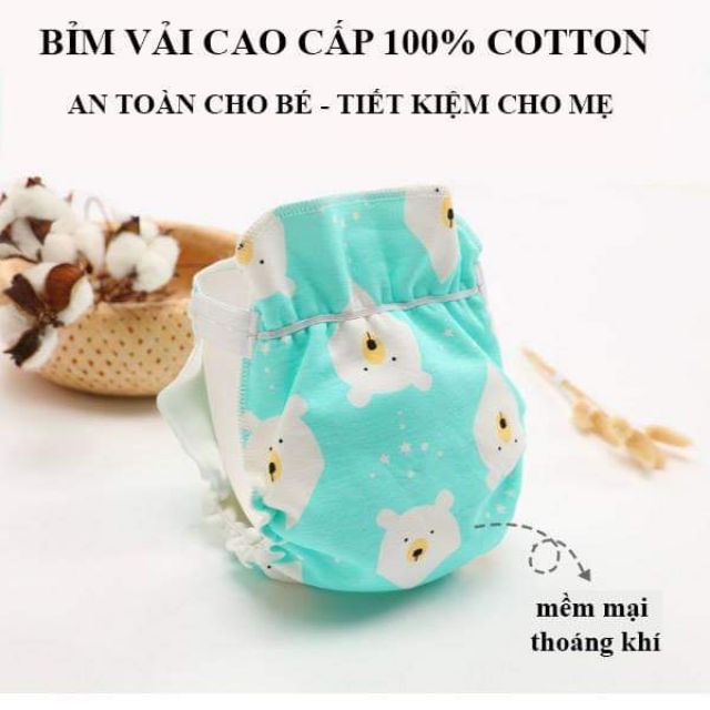 Tã vải,Bỉm vải chống hăm, chống tràn Mommykids size M (1-24 tháng) 6 miếng