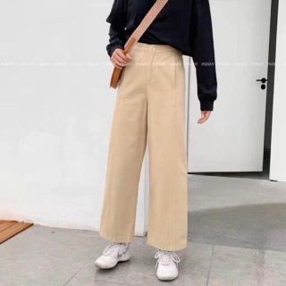 Quần ống rộng kaki mềm phong cách hàn quốc