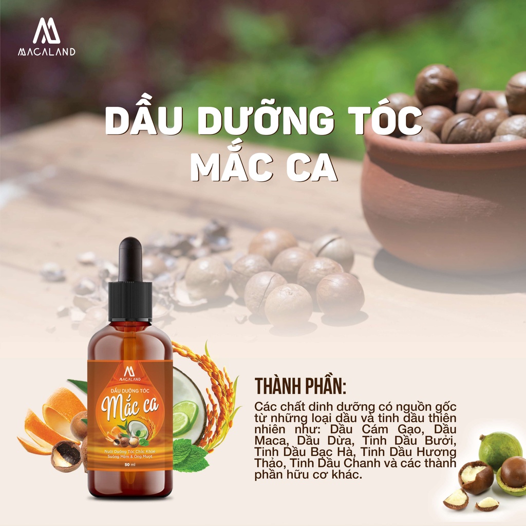 Dầu dưỡng tóc Macadamia 50ml Macaland nuôi dưỡng và phục hồi tóc hư tổn