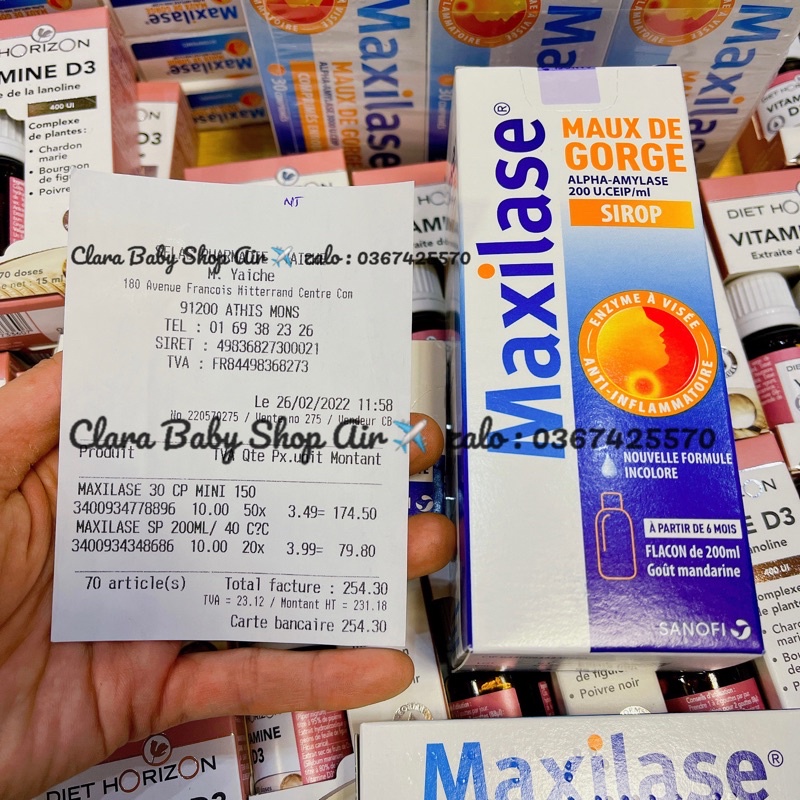 (Date 6/2023 đủ bill ) Siro ho Maxilase vị quýt của Pháp