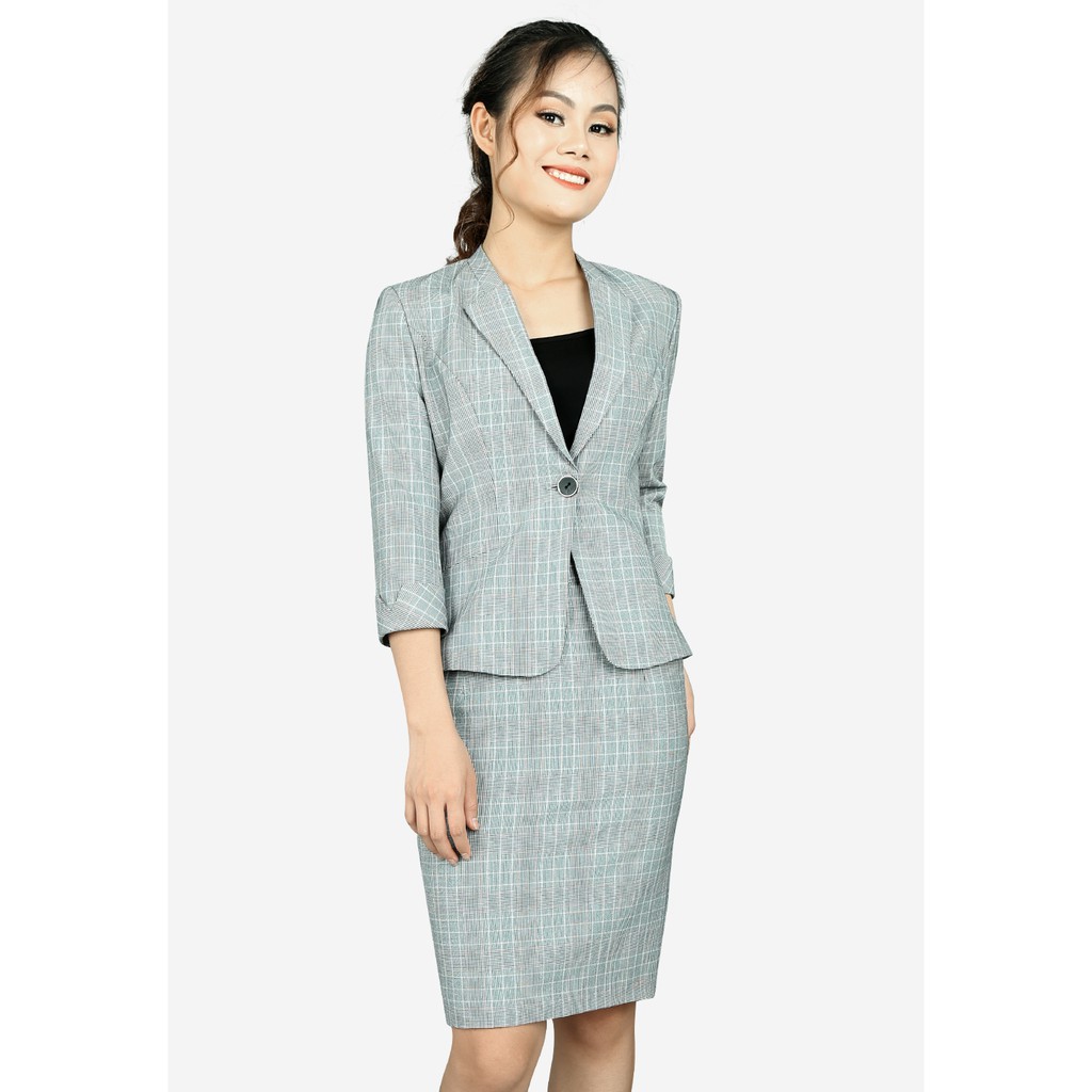 Áo vest 2 lớp tay lỡ caro hồng cổ tàu bẻ ve măng séc lật xẻ V The One Fashion AVD0371CRHO
