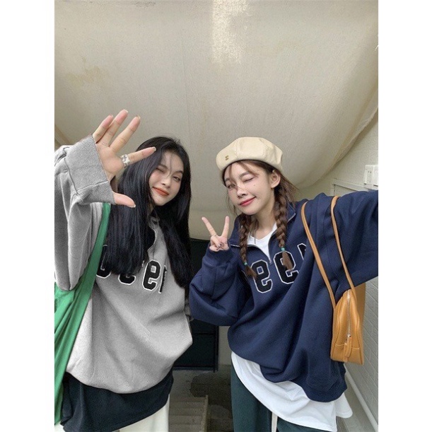 Áo Nỉ Tăm Khóa Cổ 1990, Áo Sweater Polo Form Rộng Unisex Siêu Chất, Hottrend, Có Quà Xinh Tặng Kèm - Hàng nhập khẩu