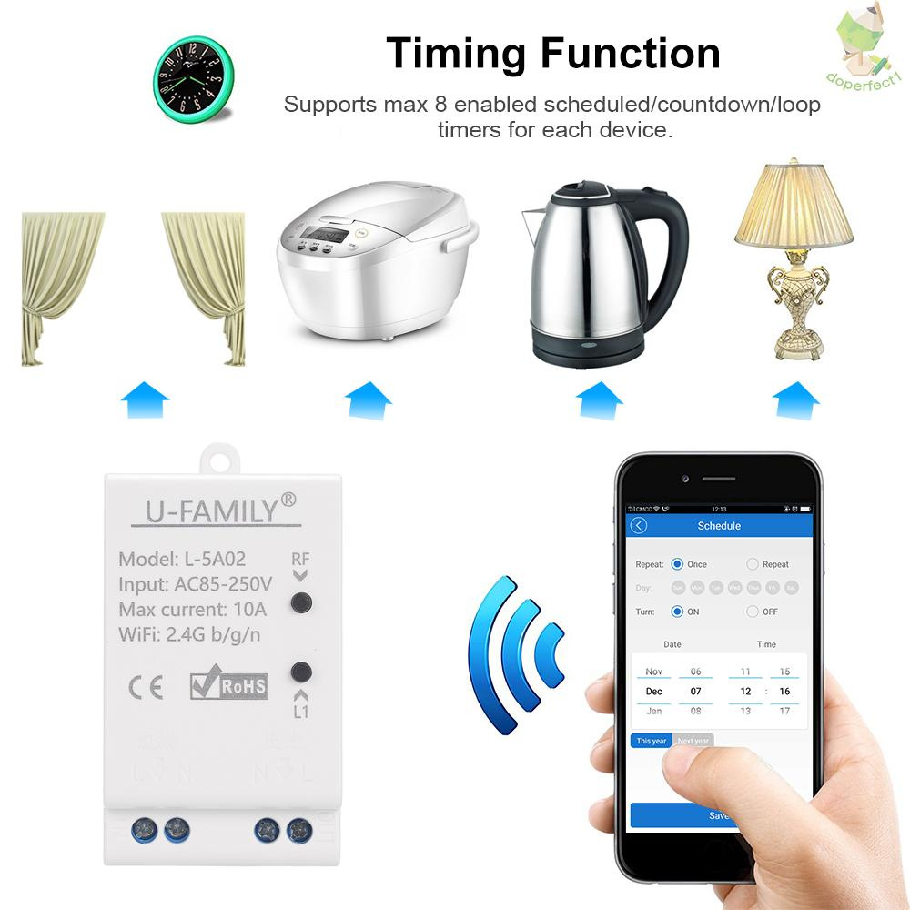 eWelink RF Wifi Switch RF 433MHz Wireless Switch with Timing Function Remote Controller for Android/IOS APP Control for Electric Appliances Compatible with Alexa for Google Home Universal Automation Module