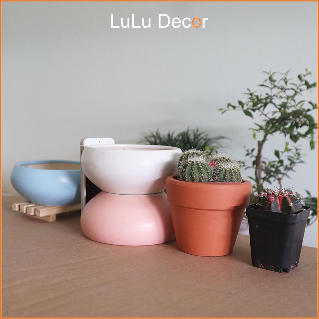 Chậu Trồng Cây - Chậu Men Trơn Bát Tràng 13x5cm, Chậu Trồng Sen Đá, Xương Rồng, Dương Xỉ, Cây Mini Để Bàn