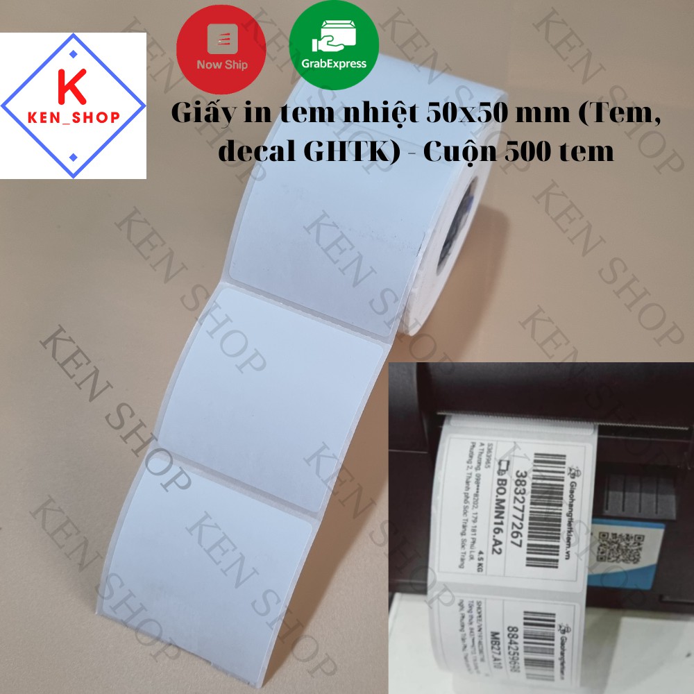 Giấy in tem nhiệt 50x50 mm  - Cuộn 500 tem