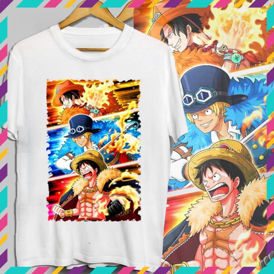 RẺ VÔ ĐỊCH- (ẢNH + CLIP THẬT) Áo thun Luffy, ACE, Sabo Vải Cotton Thái Mẫu Mới | Áo Phông One Piece Tshirt OP44