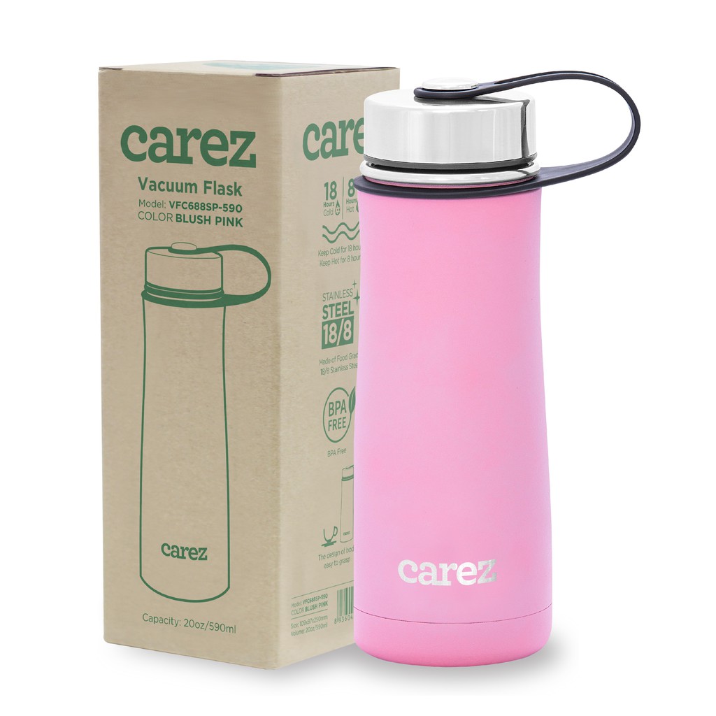 Bình giữ nhiệt thể thao CAREZ VFC688SP-590ML, Inox 304, Không chứa BPA màu hồng san hô trẻ trung