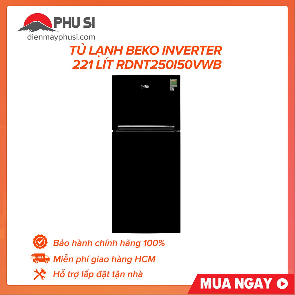 [Mã ELMS5TR giảm 5% đơn 5TR] [GIAO HCM] Tủ lạnh Beko RDNT250I50VWB, 221L, Inverter