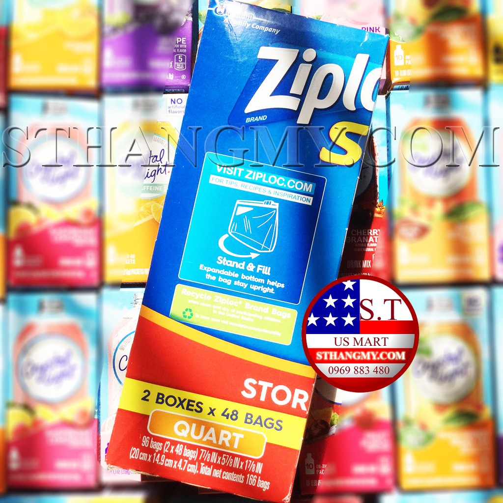 Túi zip đựng thực phẩm Ziploc Slider size vừa + lớn