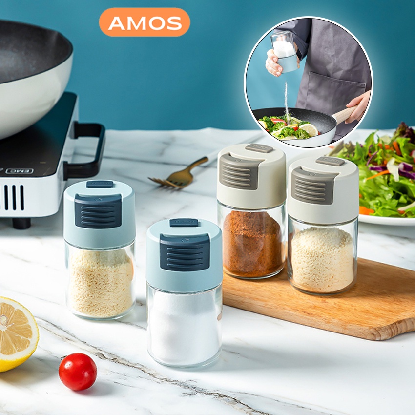 Lọ đựng gia vị AMOS chất liệu thủy tinh cao cấp có thể điều chỉnh lượng gia vị