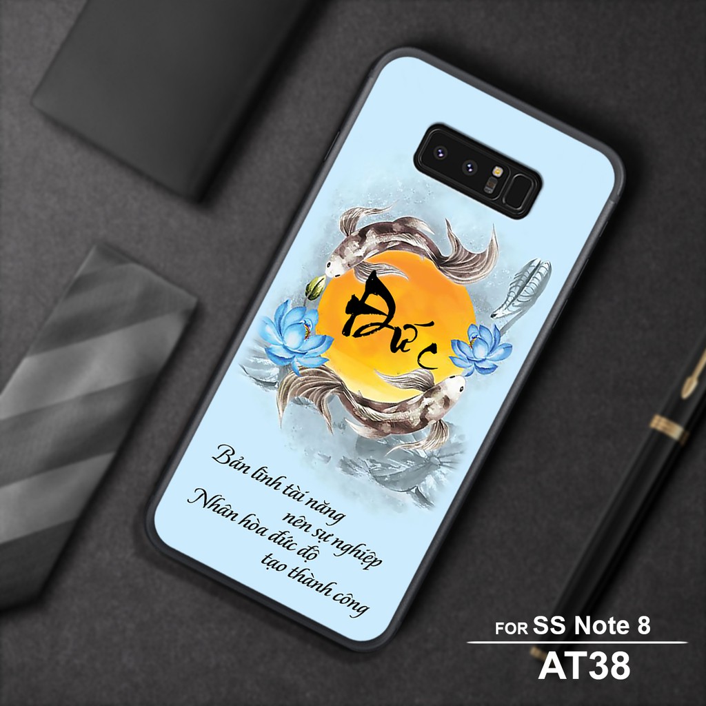 Ốp mặt lưng kính cường lực SAMSUNG GALAXY NOTE 8 IN CHỮ THƯ PHÁP TÂM AN ĐỨC