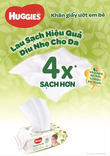 Khăn giấy ướt Huggies cho bé(gói 64 tờ không mùi)