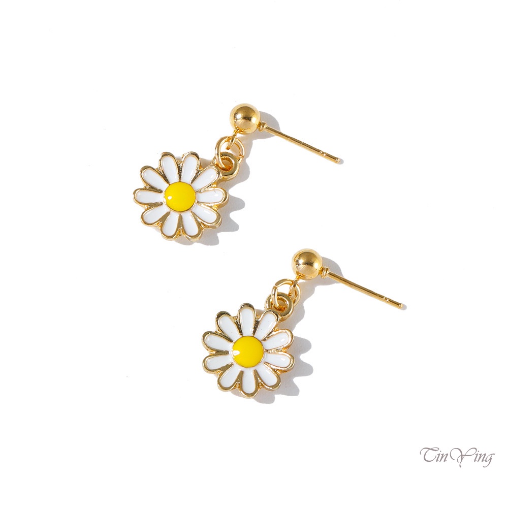 GETNOIVAS Bông Tai Hình Hoa Cúc Dễ Thương Phong Cách Hàn Quốc Cho Nữ