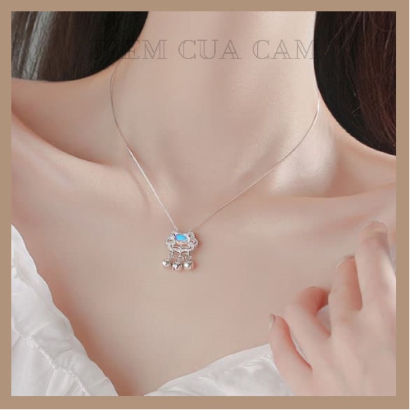 Dây chuyền bạc 925 đá mặt trăng phong cách cổ trang nữ tính Tiệm Của Cám