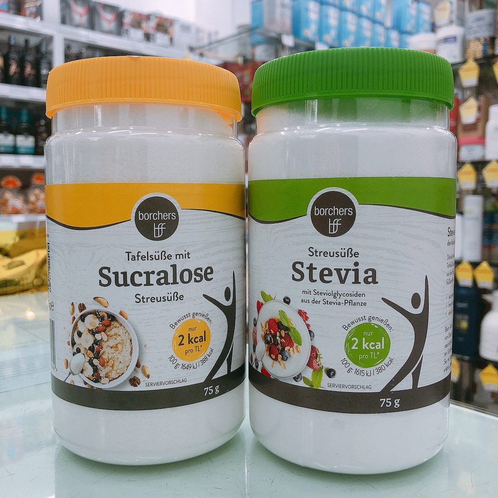 Đường ăn kiêng Borchers sucralose và đường ăn kiêng Borchers stevia 75g - Đức - Mẫu mới