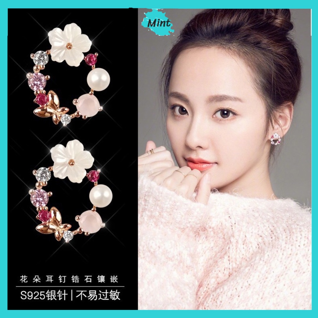 Bông Tai Nữ ❤️KHÔNG GÂY DỊ ỨNG❤️ Khuyên Tai Tròn Chuôi Bạc S925 Kiểu Mới Thanh Lịch Phong Cách Hàn Quốc